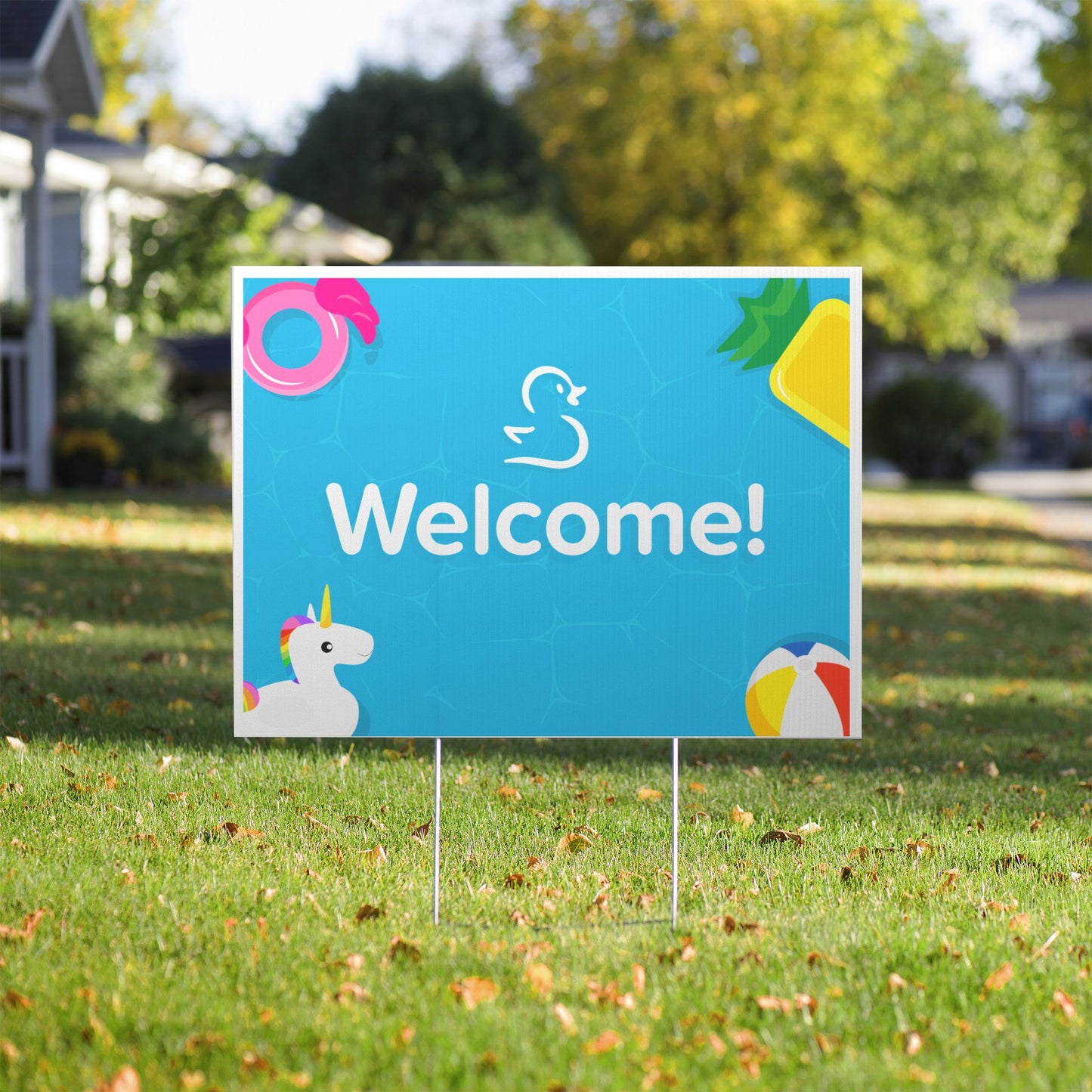 Welcome Pool Party Yard Sign – Bright Summer Welcome Sign for Home, Events, & Open House