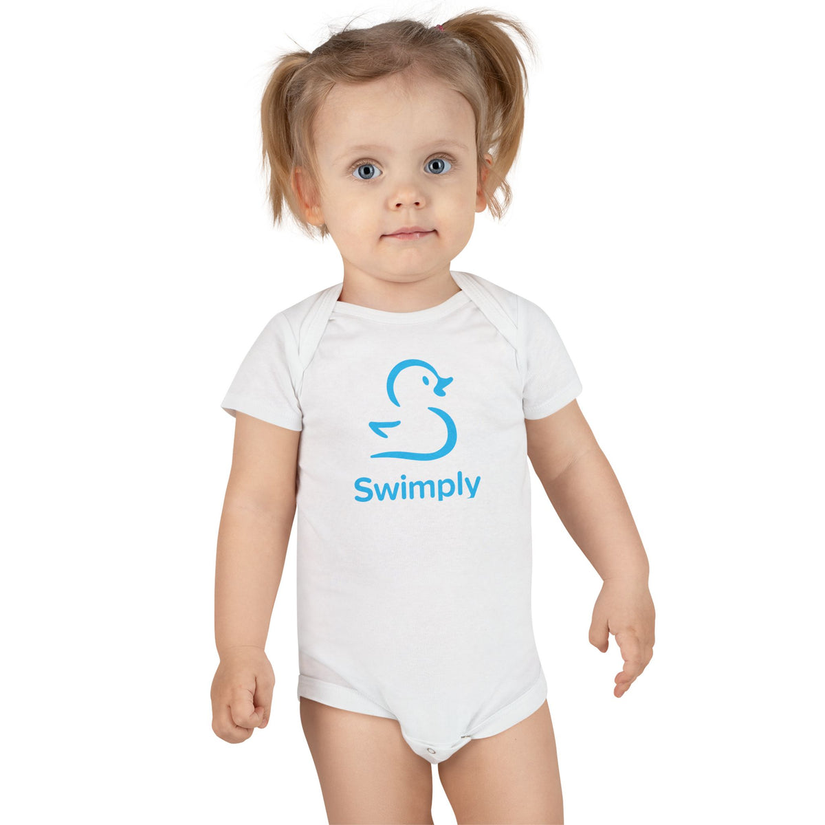 Baby Onesie - "Swimply" Blue Duck Organic Bodysuit