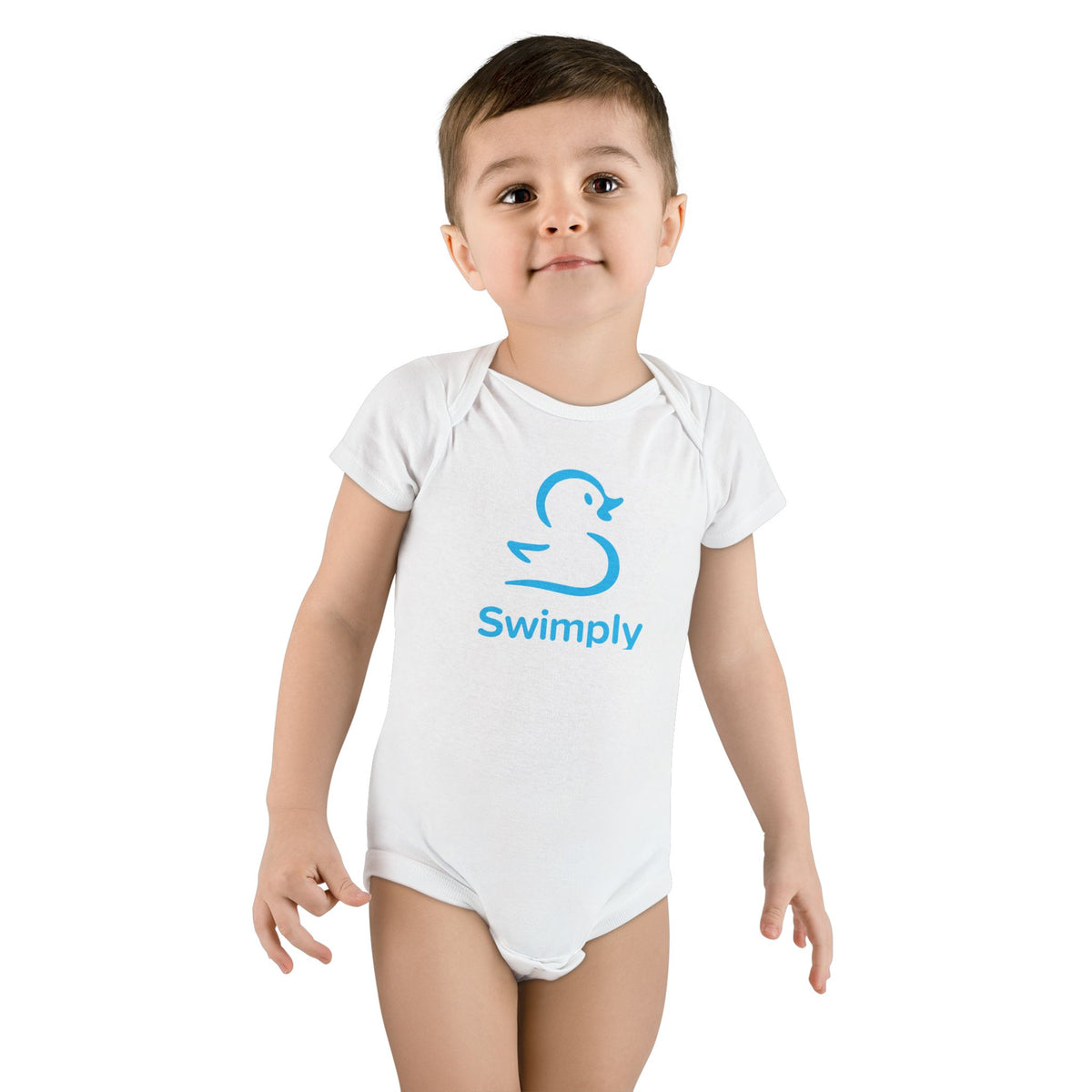 Baby Onesie - "Swimply" Blue Duck Organic Bodysuit